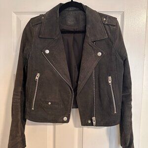 Real Suede Moto Jacket in Gray